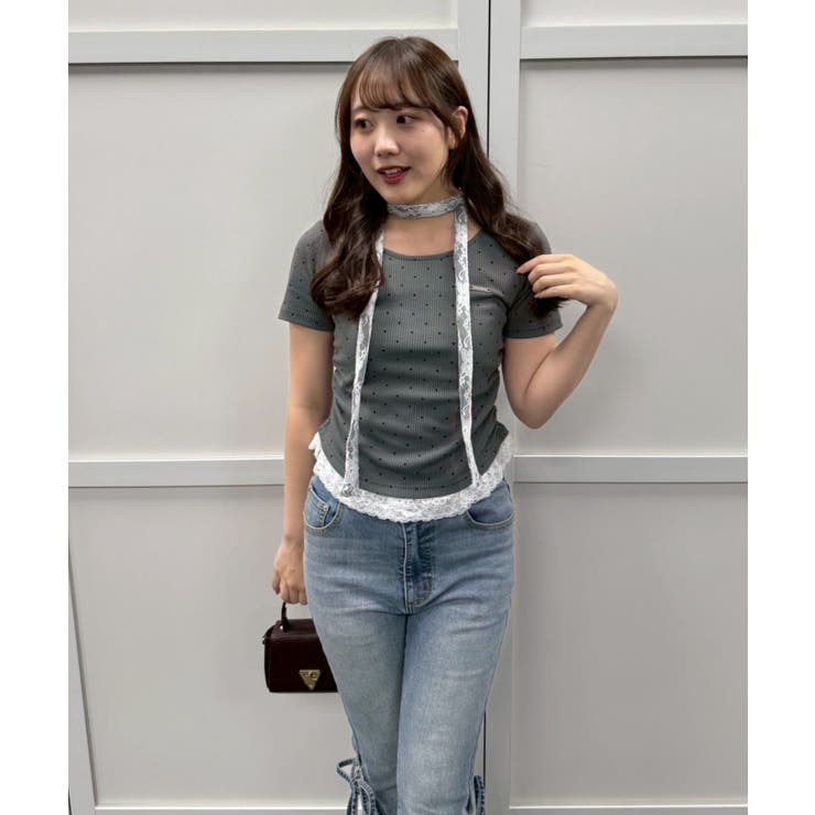 ドット裾レースプルオーバー | NICE CLAUP / OLIVE des OLIVE　OUTLET | 詳細画像8 