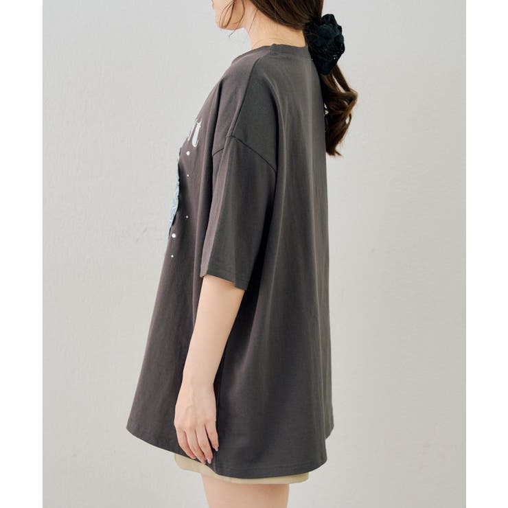 お花×ラインストーンBIGTシャツ | NICE CLAUP / OLIVE des OLIVE　OUTLET | 詳細画像7 