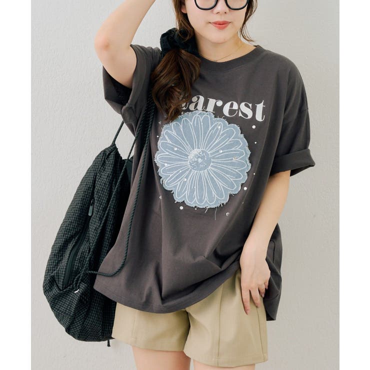 お花×ラインストーンBIGTシャツ | NICE CLAUP / OLIVE des OLIVE　OUTLET | 詳細画像14 
