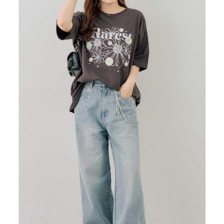 お花×ラインストーンBIGTシャツ | NICE CLAUP / OLIVE des OLIVE　OUTLET | 詳細画像34 