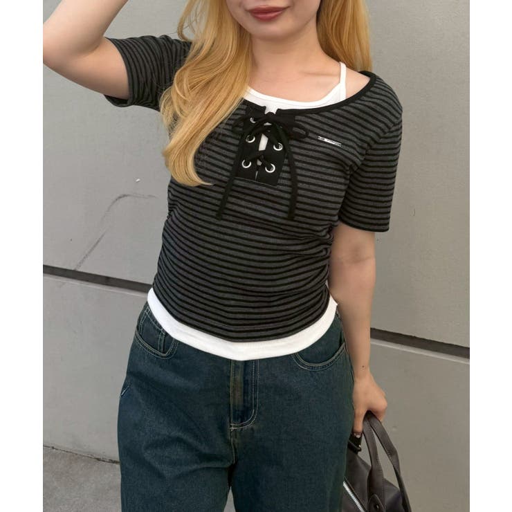 レースアップレイヤード風プルオーバー | NICE CLAUP / OLIVE des OLIVE　OUTLET | 詳細画像22 
