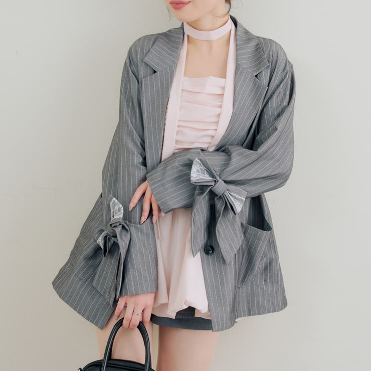 ストライプ | 【セットアップ対応】レースリボンテーラージャケット | RMAF　NICE CLAUP / OLIVE des OLIVE