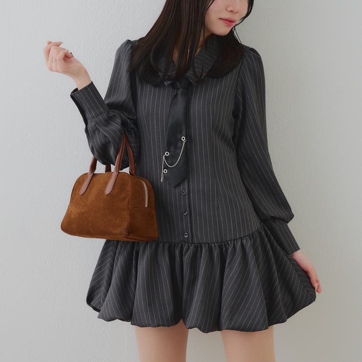 ネクタイ付裾バルーンミニワンピース | RMAF　NICE CLAUP / OLIVE des OLIVE | 詳細画像10 