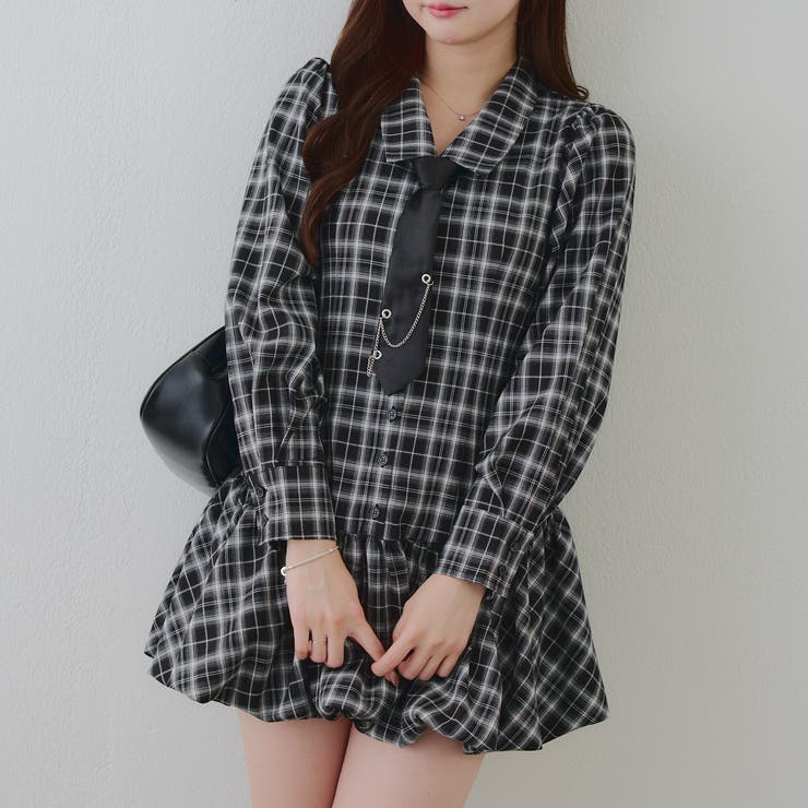 ネクタイ付裾バルーンミニワンピース | RMAF　NICE CLAUP / OLIVE des OLIVE | 詳細画像2 