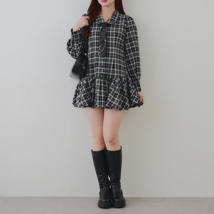 ネクタイ付裾バルーンミニワンピース | RMAF　NICE CLAUP / OLIVE des OLIVE | 詳細画像5 