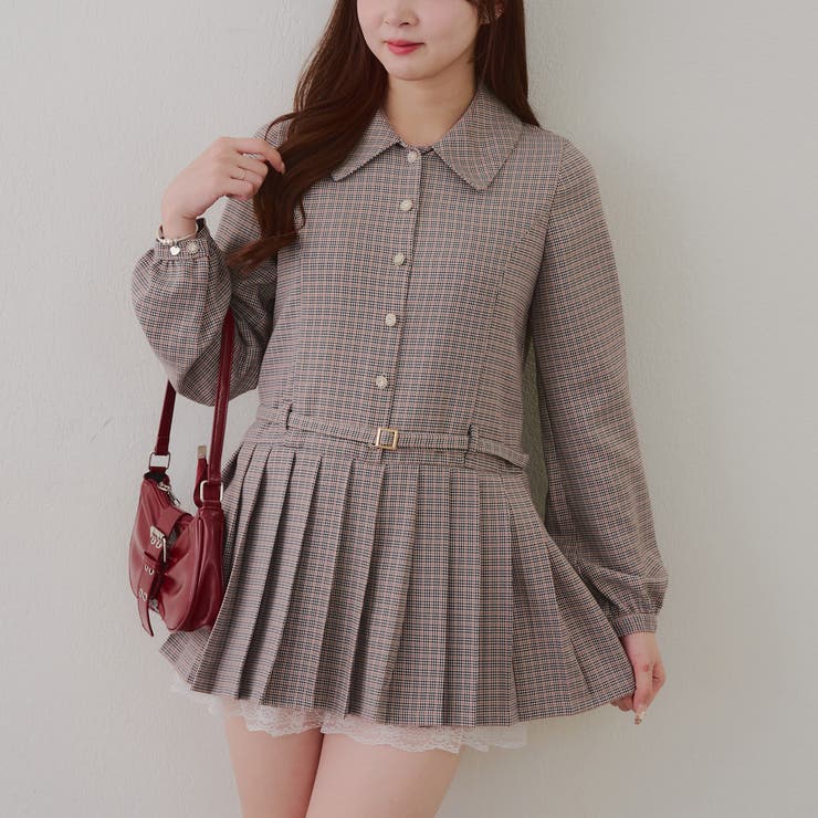 チェック | ベルト付シャツミニワンピース | RMAF　NICE CLAUP / OLIVE des OLIVE