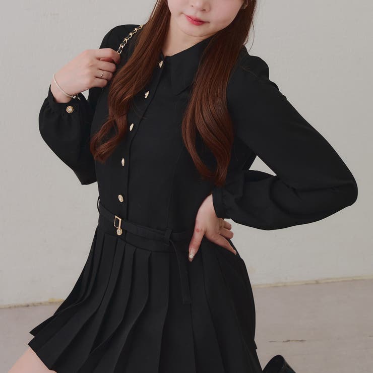 ブラック | ベルト付シャツミニワンピース | RMAF　NICE CLAUP / OLIVE des OLIVE