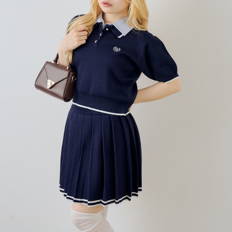 【セットアップ】ダブル衿ポロ&ミニプリーツスカート | NICE CLAUP / OLIVE des OLIVE　OUTLET | 詳細画像7 