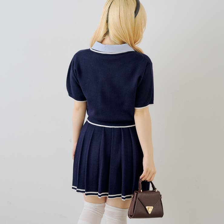 【セットアップ】ダブル衿ポロ&ミニプリーツスカート | NICE CLAUP / OLIVE des OLIVE　OUTLET | 詳細画像8 