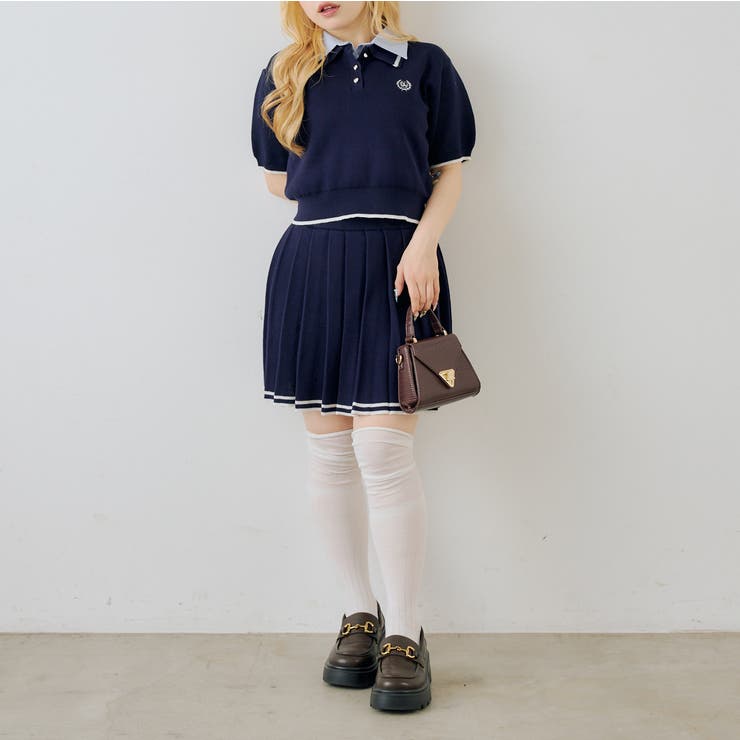 【セットアップ】ダブル衿ポロ&ミニプリーツスカート | NICE CLAUP / OLIVE des OLIVE　OUTLET | 詳細画像11 