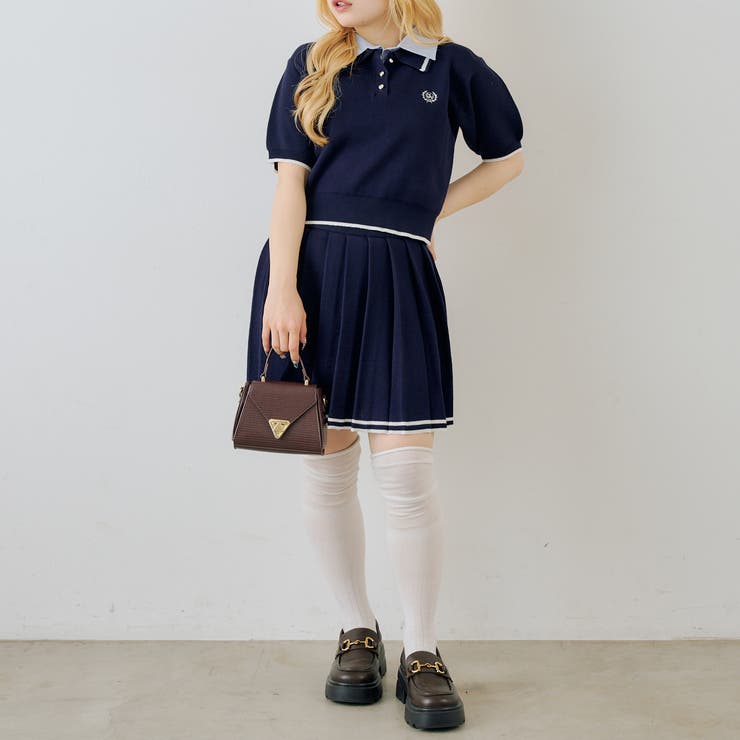 【セットアップ】ダブル衿ポロ&ミニプリーツスカート | NICE CLAUP / OLIVE des OLIVE　OUTLET | 詳細画像13 