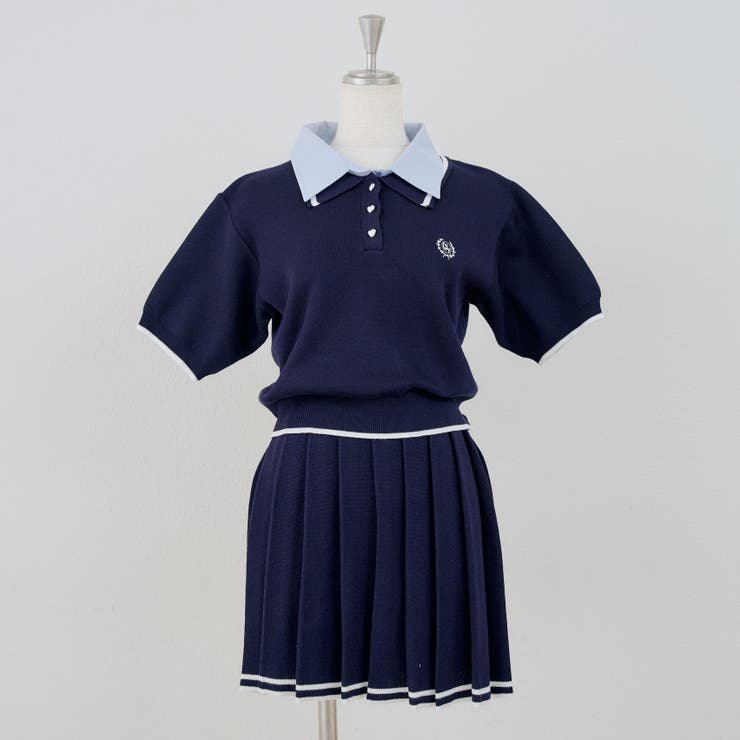 【セットアップ】ダブル衿ポロ&ミニプリーツスカート | NICE CLAUP / OLIVE des OLIVE　OUTLET | 詳細画像15 