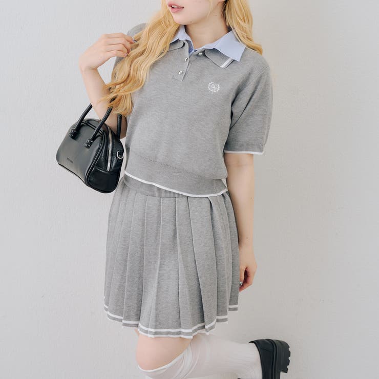 【セットアップ】ダブル衿ポロ&ミニプリーツスカート | NICE CLAUP / OLIVE des OLIVE　OUTLET | 詳細画像18 