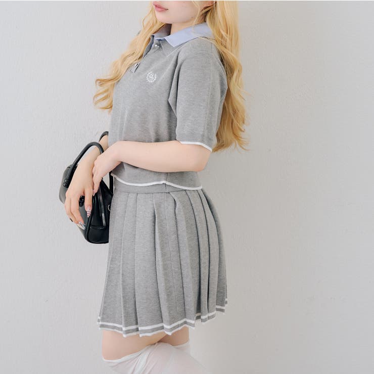 【セットアップ】ダブル衿ポロ&ミニプリーツスカート | NICE CLAUP / OLIVE des OLIVE　OUTLET | 詳細画像20 