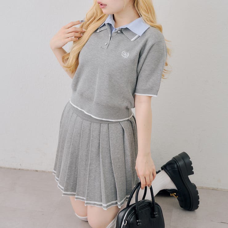 【セットアップ】ダブル衿ポロ&ミニプリーツスカート | NICE CLAUP / OLIVE des OLIVE　OUTLET | 詳細画像21 