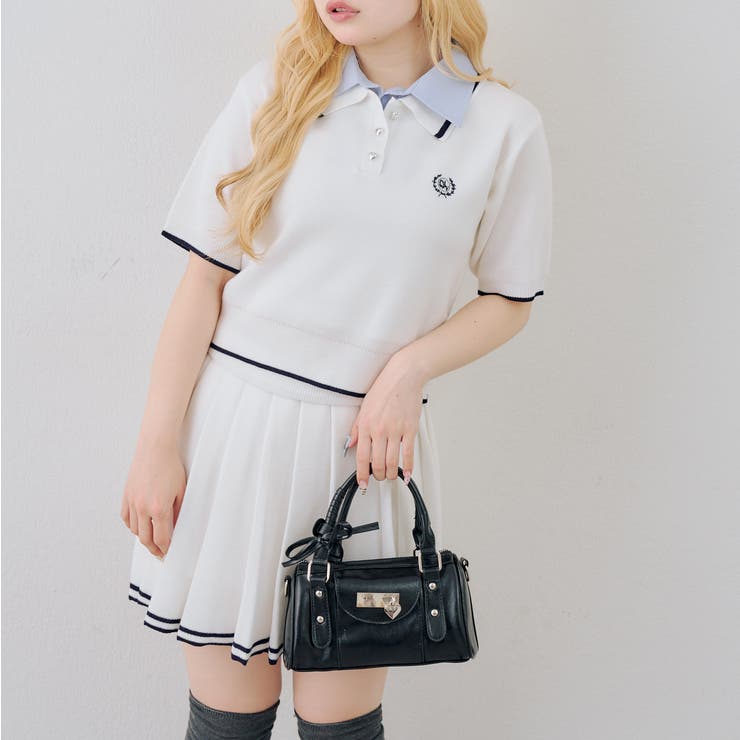 【セットアップ】ダブル衿ポロ&ミニプリーツスカート | NICE CLAUP / OLIVE des OLIVE　OUTLET | 詳細画像28 