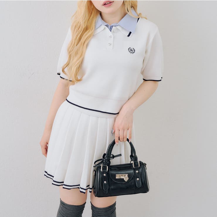 【セットアップ】ダブル衿ポロ&ミニプリーツスカート | NICE CLAUP / OLIVE des OLIVE　OUTLET | 詳細画像29 