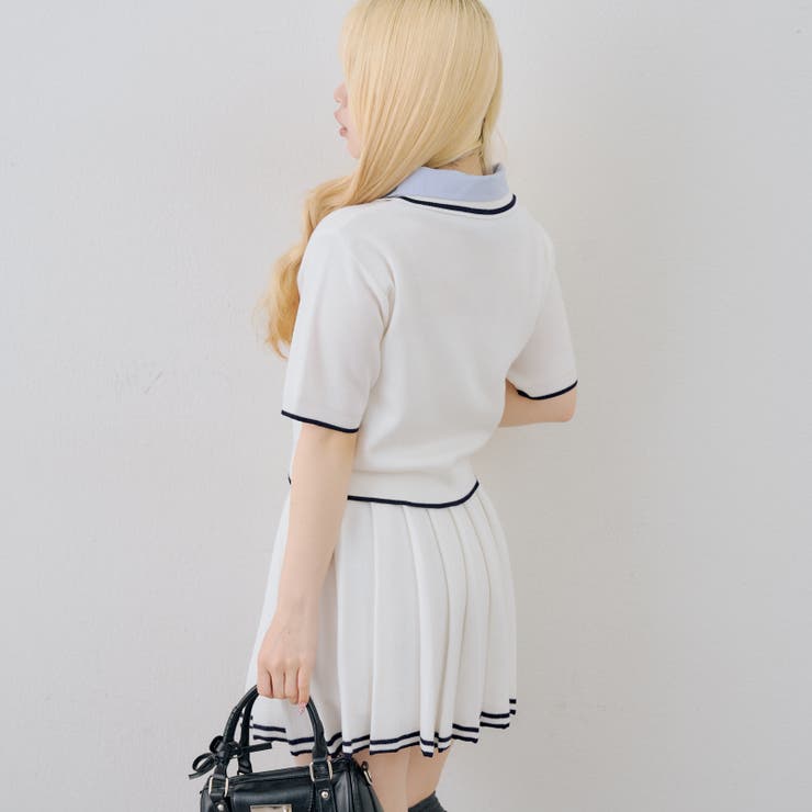 【セットアップ】ダブル衿ポロ&ミニプリーツスカート | NICE CLAUP / OLIVE des OLIVE　OUTLET | 詳細画像34 