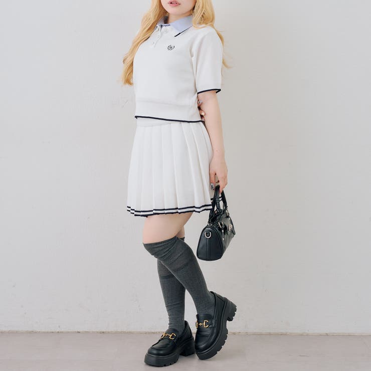 【セットアップ】ダブル衿ポロ&ミニプリーツスカート | NICE CLAUP / OLIVE des OLIVE　OUTLET | 詳細画像38 