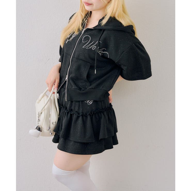 【セットアップ】半袖ジップスウェット+ティアードミニスカート | NICE CLAUP / OLIVE des OLIVE　OUTLET | 詳細画像3 