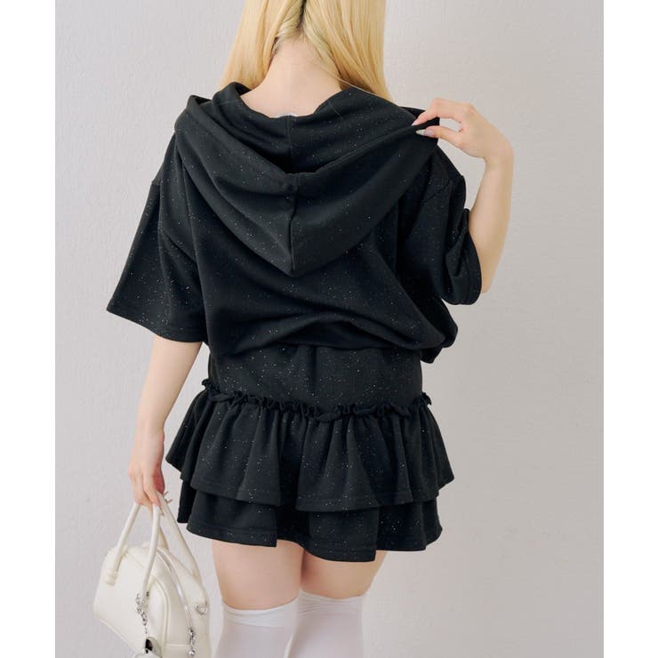 【セットアップ】半袖ジップスウェット+ティアードミニスカート | NICE CLAUP / OLIVE des OLIVE　OUTLET | 詳細画像4 