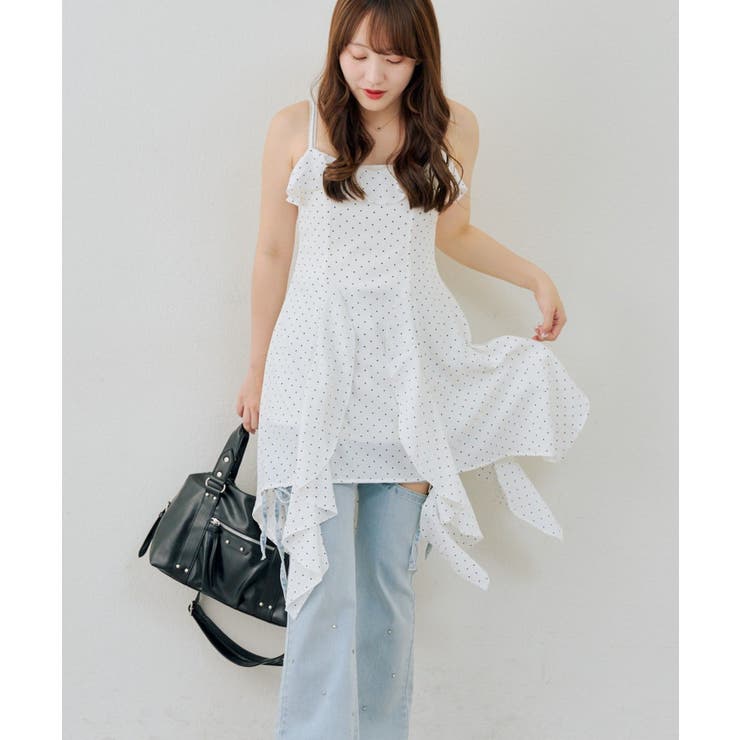アイボリー | ラッフルイレヘムキャミワンピース | NICE CLAUP / OLIVE des OLIVE　OUTLET