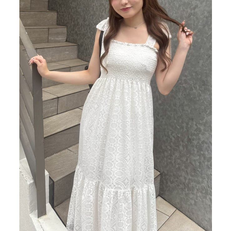 レース肩リボンシャーリングキャミワンピース | NICE CLAUP / OLIVE des OLIVE　OUTLET | 詳細画像8 