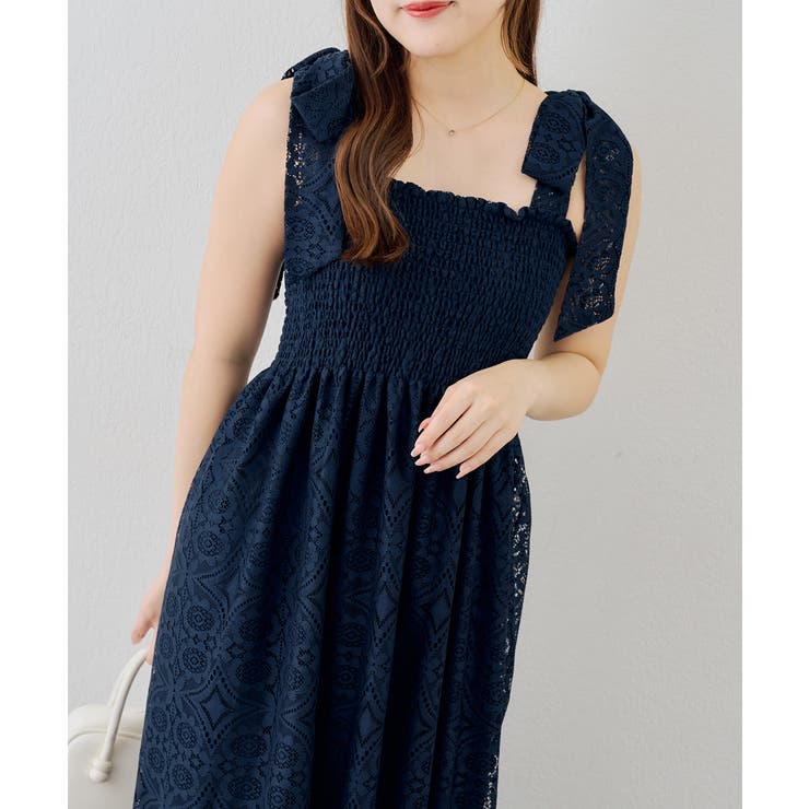 レース肩リボンシャーリングキャミワンピース | NICE CLAUP / OLIVE des OLIVE　OUTLET | 詳細画像2 