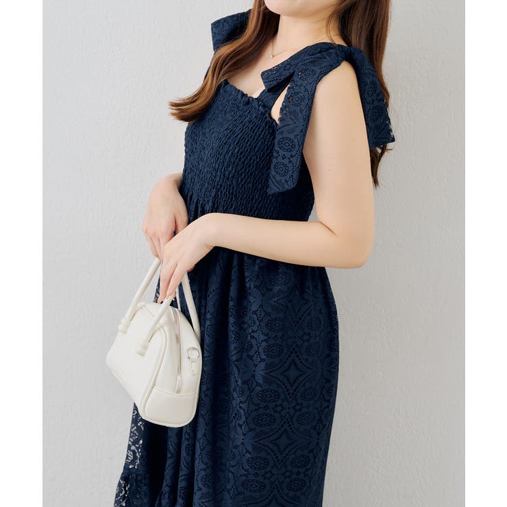 レース肩リボンシャーリングキャミワンピース | NICE CLAUP / OLIVE des OLIVE　OUTLET | 詳細画像3 