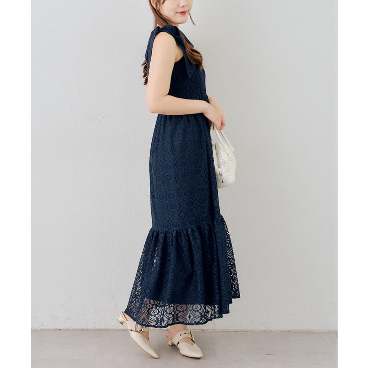 レース肩リボンシャーリングキャミワンピース | NICE CLAUP / OLIVE des OLIVE　OUTLET | 詳細画像6 