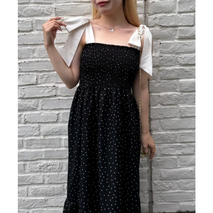 配色肩リボンシャーリングキャミワンピース | NICE CLAUP / OLIVE des OLIVE　OUTLET | 詳細画像7 