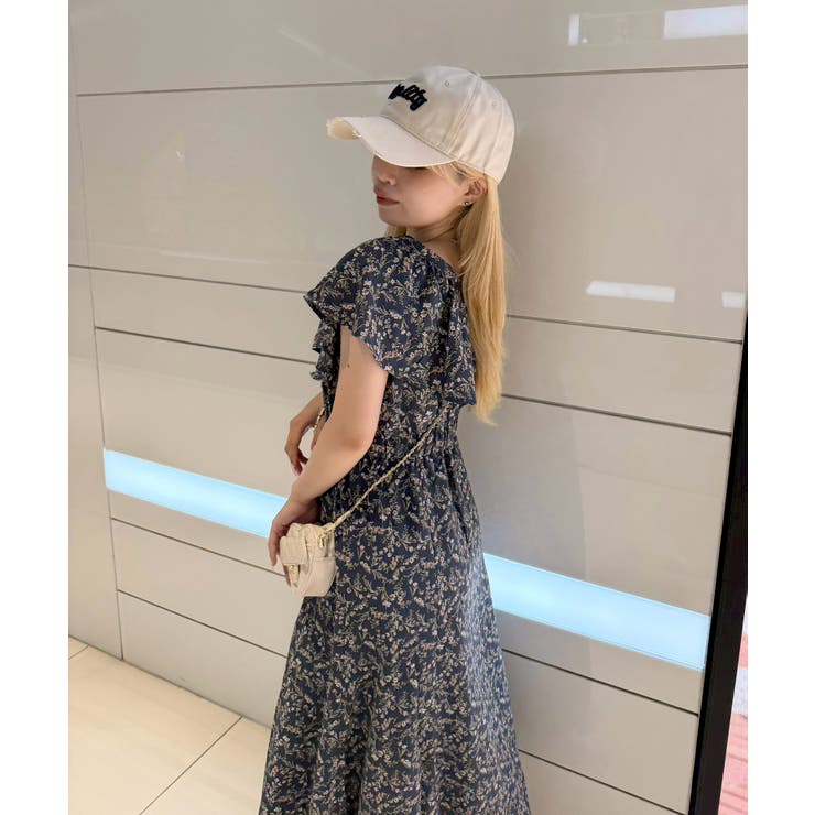 ブルー | 花柄フリルマーメイドワンピース | NICE CLAUP / OLIVE des OLIVE　OUTLET