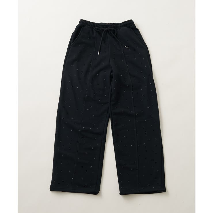 ブラック | ラインストーン付スウェットパンツ | NICE CLAUP / OLIVE des OLIVE　OUTLET