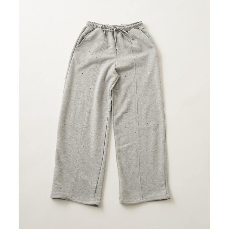 トップグレー | ラインストーン付スウェットパンツ | NICE CLAUP / OLIVE des OLIVE　OUTLET
