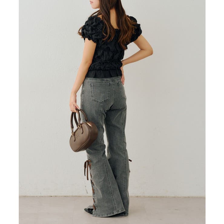 レースアップビジュー付フレアーパンツ | NICE CLAUP / OLIVE des OLIVE　OUTLET | 詳細画像6 