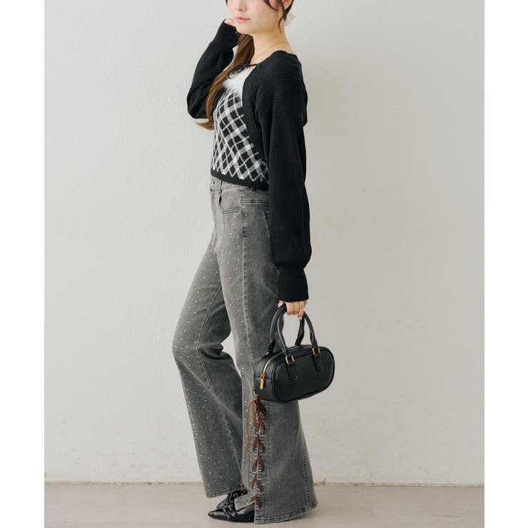 レースアップビジュー付フレアーパンツ | NICE CLAUP / OLIVE des OLIVE　OUTLET | 詳細画像10 