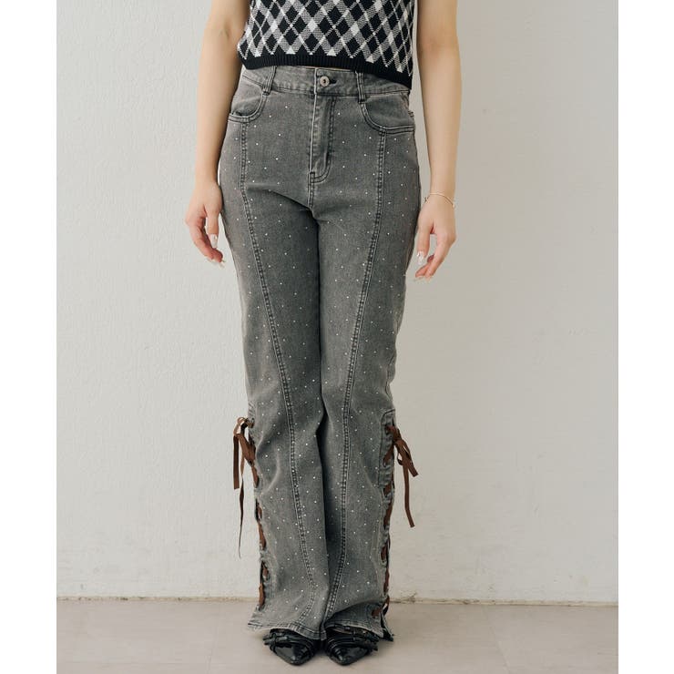 レースアップビジュー付フレアーパンツ | NICE CLAUP / OLIVE des OLIVE　OUTLET | 詳細画像11 