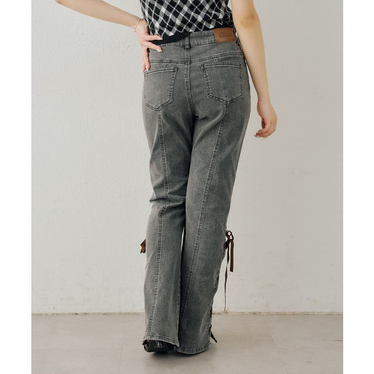 レースアップビジュー付フレアーパンツ | NICE CLAUP / OLIVE des OLIVE　OUTLET | 詳細画像15 