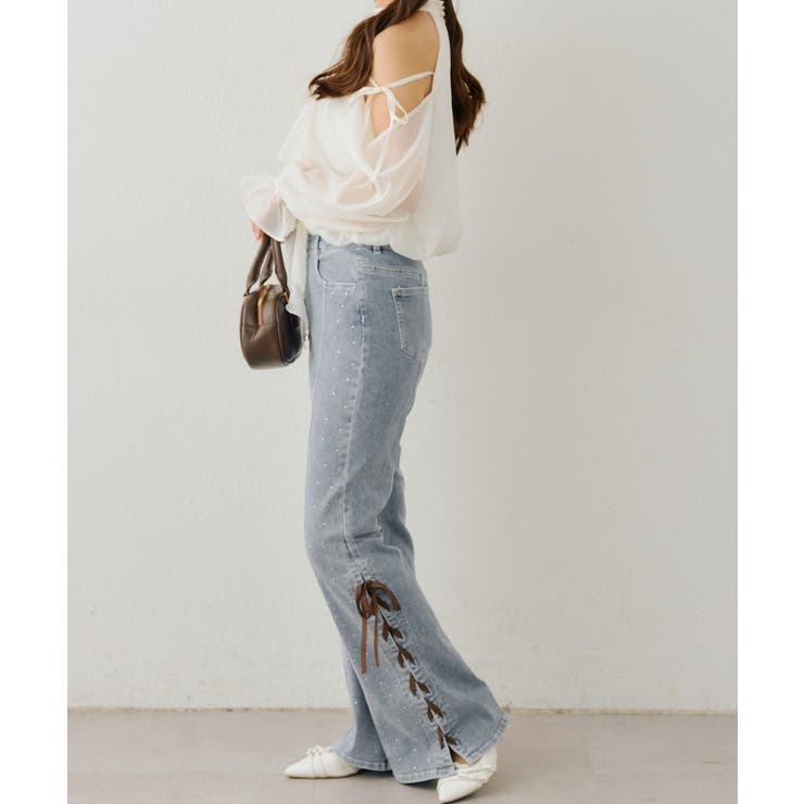 レースアップビジュー付フレアーパンツ | NICE CLAUP / OLIVE des OLIVE　OUTLET | 詳細画像31 