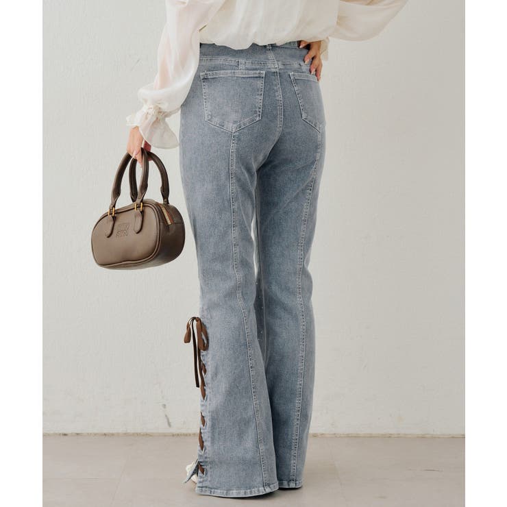 レースアップビジュー付フレアーパンツ | NICE CLAUP / OLIVE des OLIVE　OUTLET | 詳細画像34 