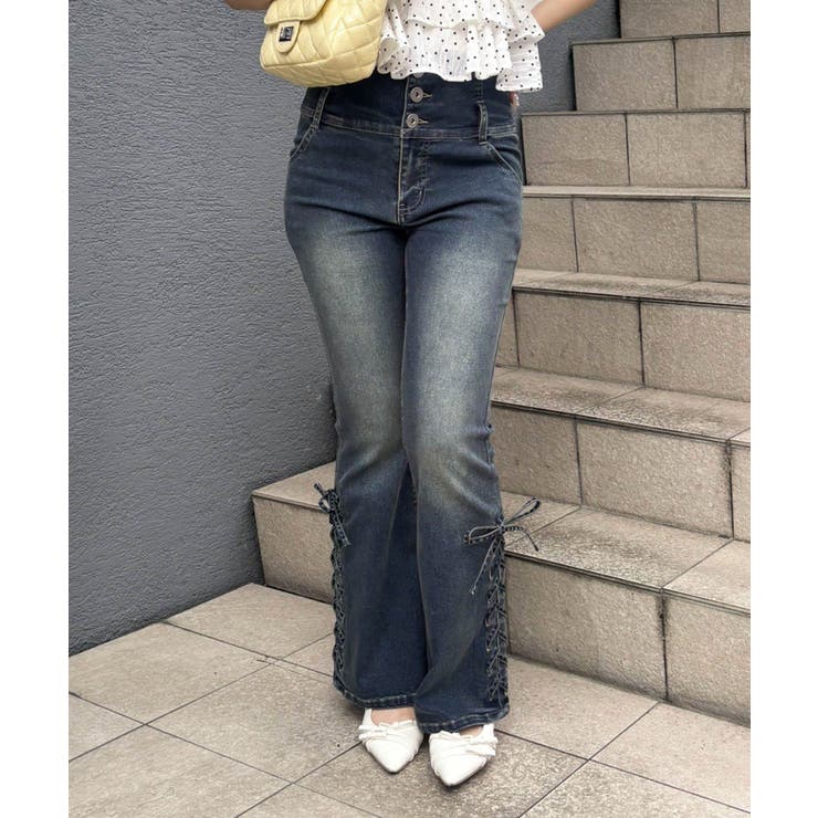 【S/M展開】サイドレースアップセミフレアーパンツ | RMAF　NICE CLAUP / OLIVE des OLIVE | 詳細画像11 