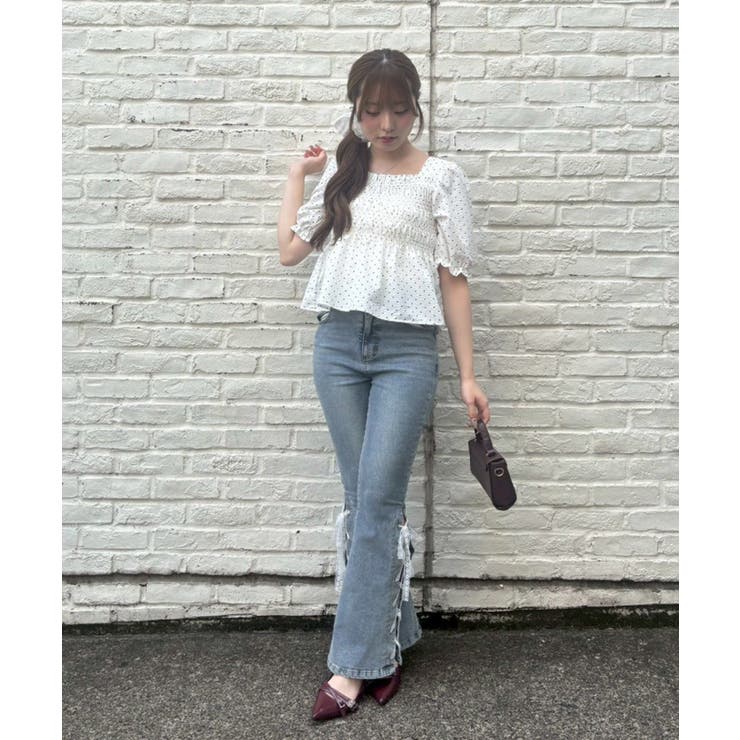 シャーリング後リボン付ブラウス | NICE CLAUP / OLIVE des OLIVE　OUTLET | 詳細画像11 