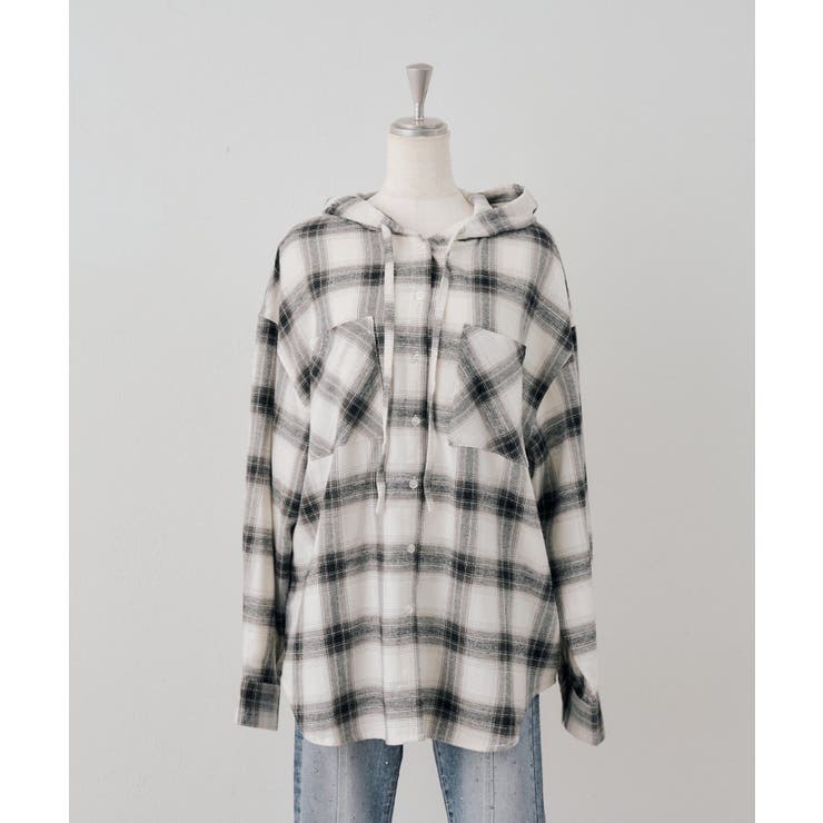チェックフードシャツ | NICE CLAUP / OLIVE des OLIVE　OUTLET | 詳細画像2 