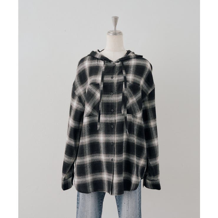 チェックフードシャツ | NICE CLAUP / OLIVE des OLIVE　OUTLET | 詳細画像3 