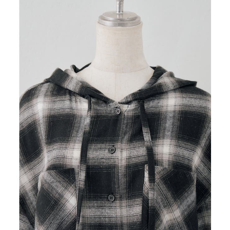 チェックフードシャツ | NICE CLAUP / OLIVE des OLIVE　OUTLET | 詳細画像4 
