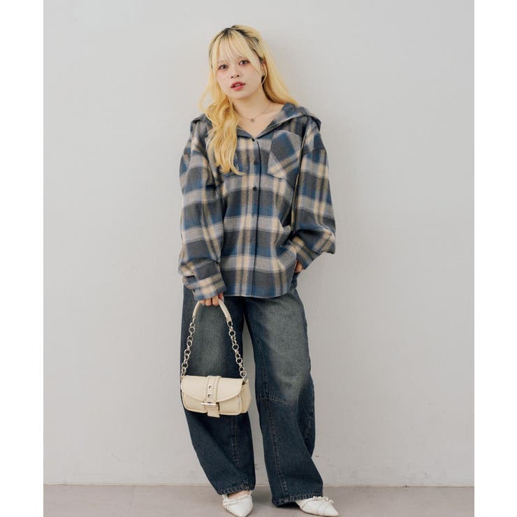 チェックフードシャツ | NICE CLAUP / OLIVE des OLIVE　OUTLET | 詳細画像13 