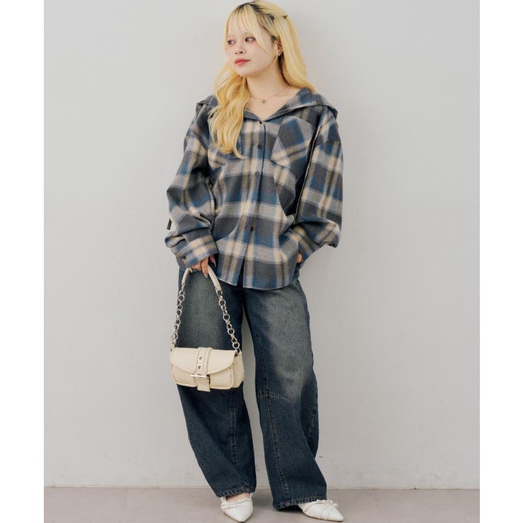 チェックフードシャツ | NICE CLAUP / OLIVE des OLIVE　OUTLET | 詳細画像14 
