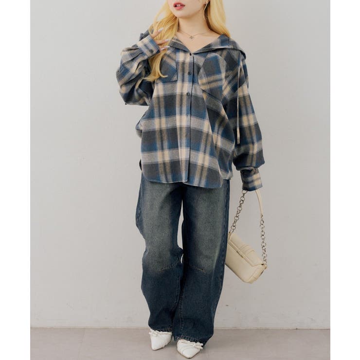 チェックフードシャツ | NICE CLAUP / OLIVE des OLIVE　OUTLET | 詳細画像15 