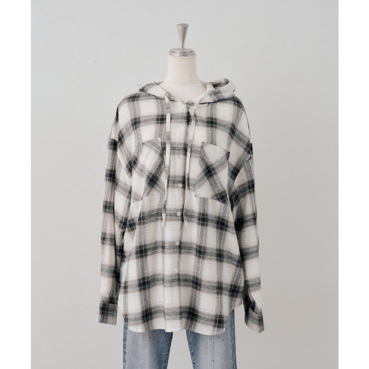 オフ | チェックフードシャツ | NICE CLAUP / OLIVE des OLIVE　OUTLET