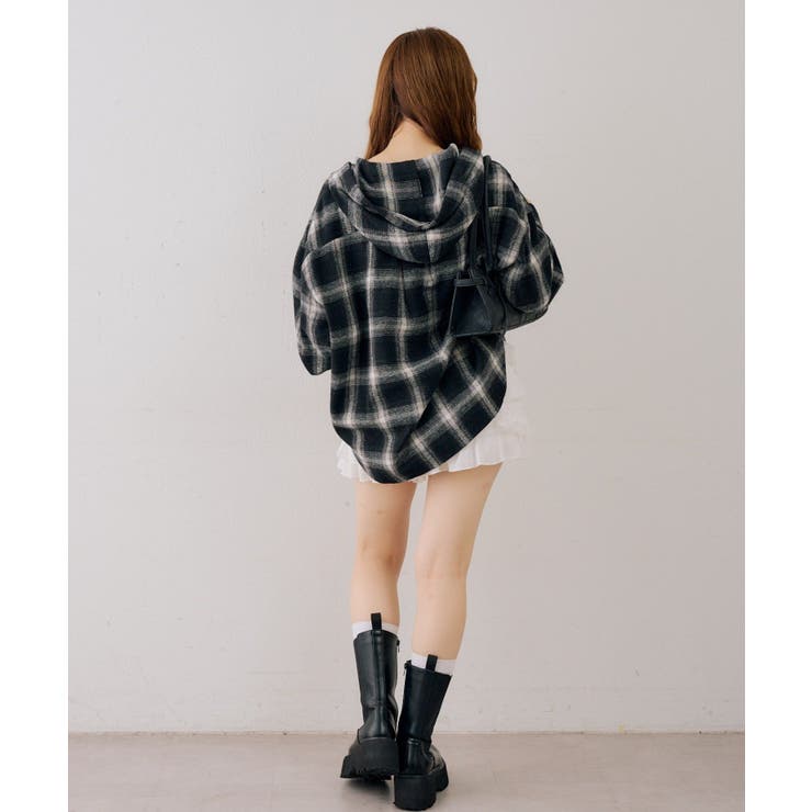 シャギーチェックフードシャツ | NICE CLAUP / OLIVE des OLIVE　OUTLET | 詳細画像28 